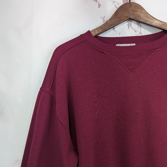 Vintage Sweatshirt Women Size Large Petite Maroon Red Cotton Crew Neck Dad 90s - Picture 2 of 10